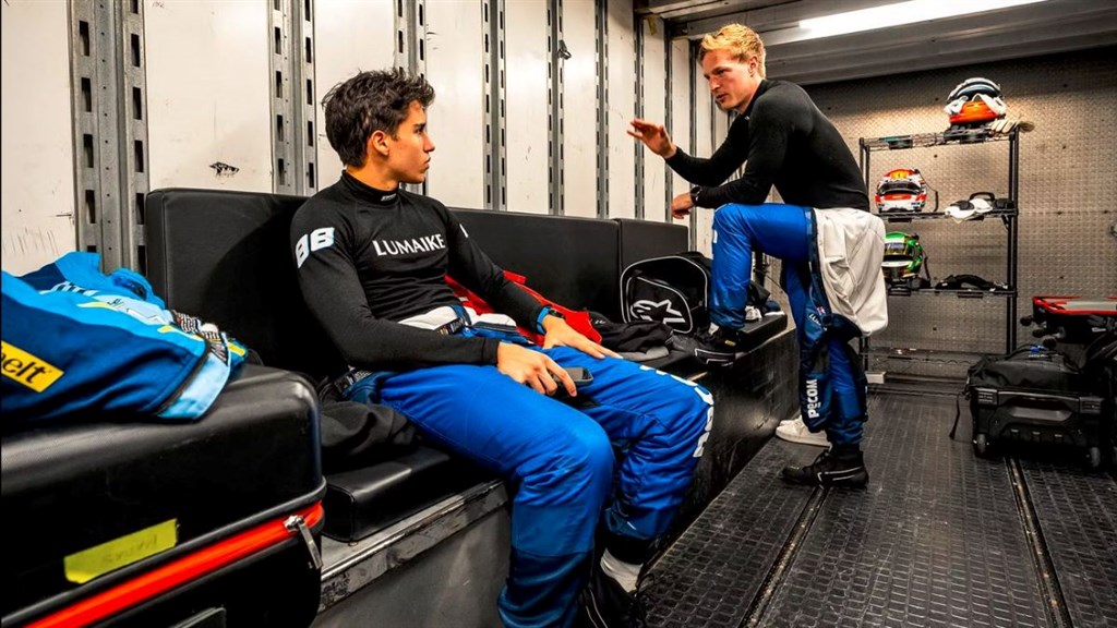 Frederik Schandorff på podiet i GTWC America-debut.
(Foto: DASU / AF Corse)